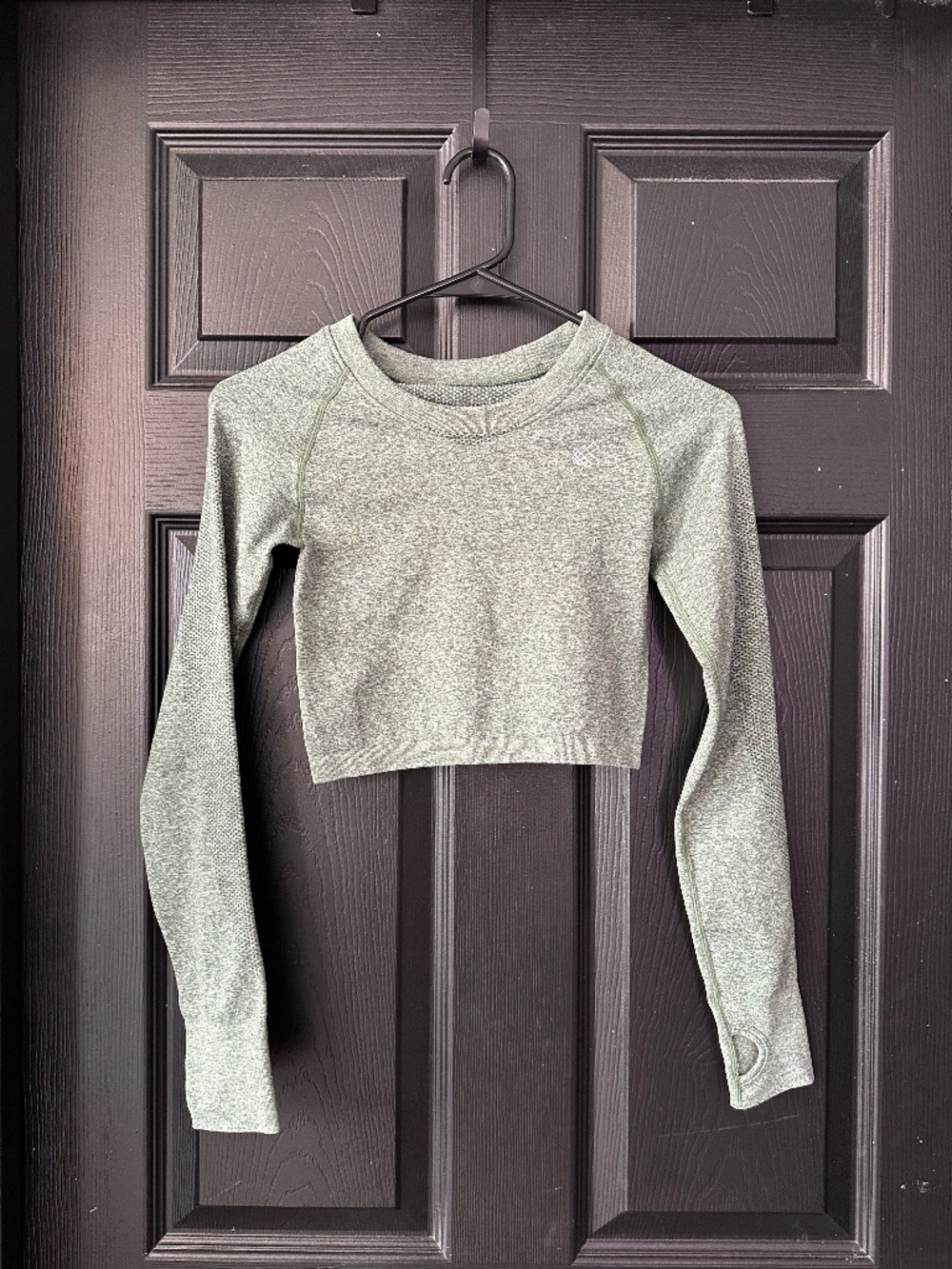 Jed North Seamless Long Sleeve Crop Top Olive Green XS/S